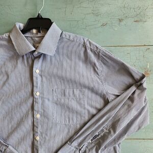 Peter Millar Shirt Mens XL Button Down Navy Stripe Office Casual-Dress